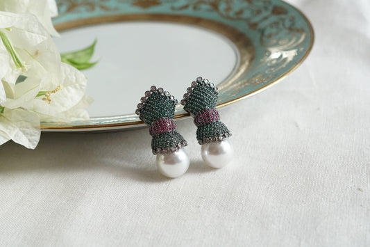 Green & Ruby Stone Ad Earrings (1-5311)(B)(from turkey) - JEWELSTYLE