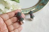 Green & Ruby Stone Ad Earrings (1-5311)(B)(from turkey) - JEWELSTYLE