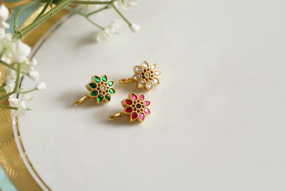 92.5 silver kundan nose clip (2-172)(K)