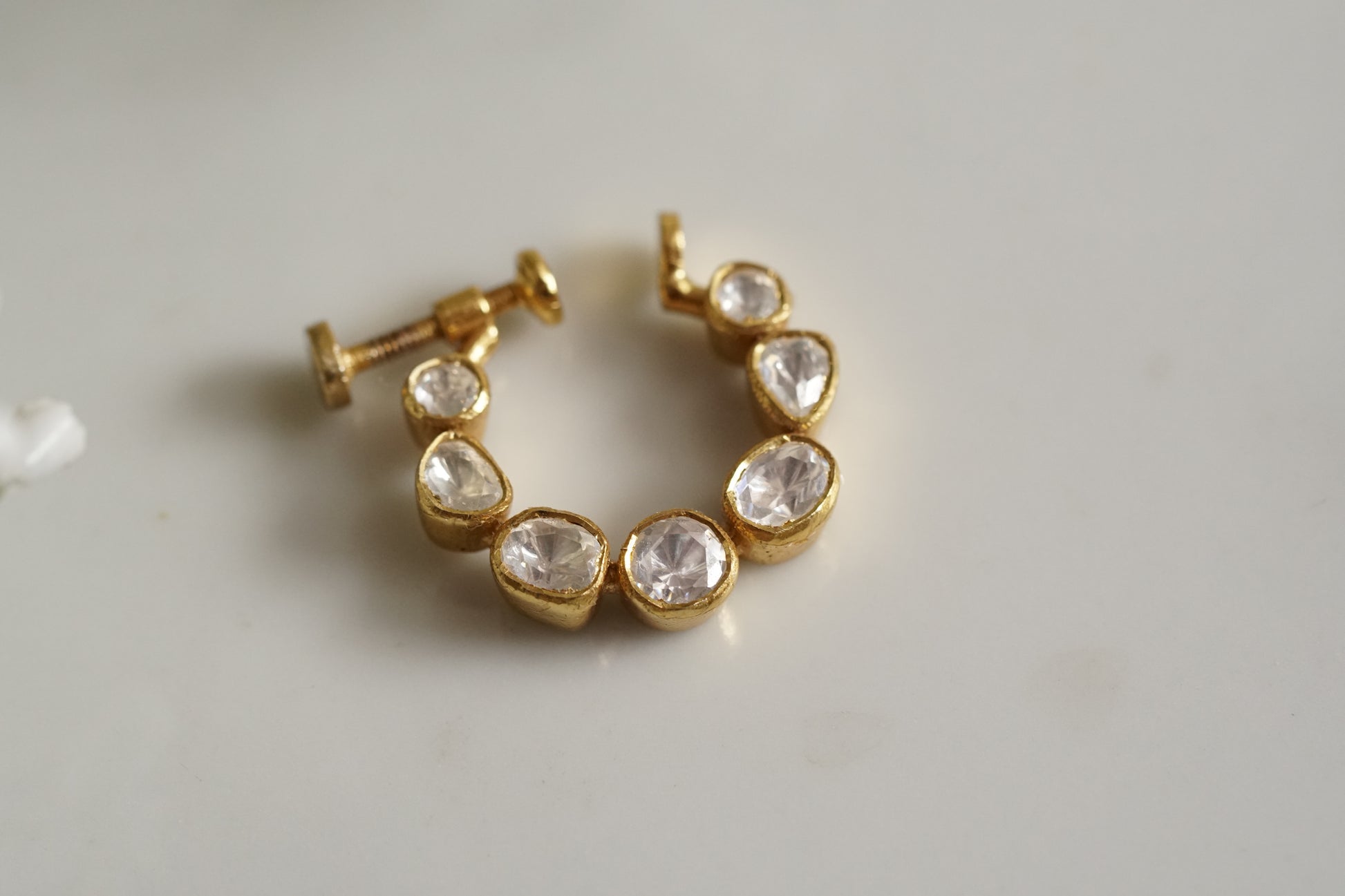92.5 silver Real Mossainite Polki nose Ring (2-166)(K) - JEWELSTYLE