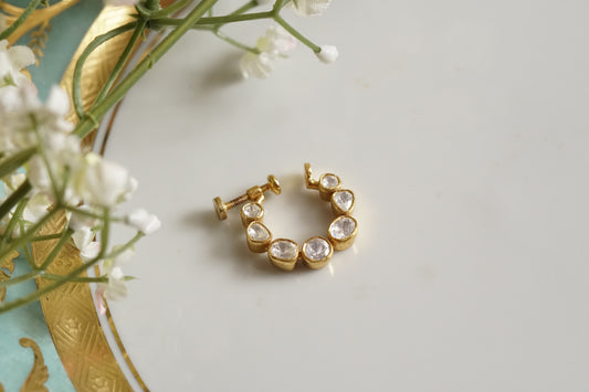 92.5 silver Real Mossainite Polki nose Ring (2-166)(K) - JEWELSTYLE