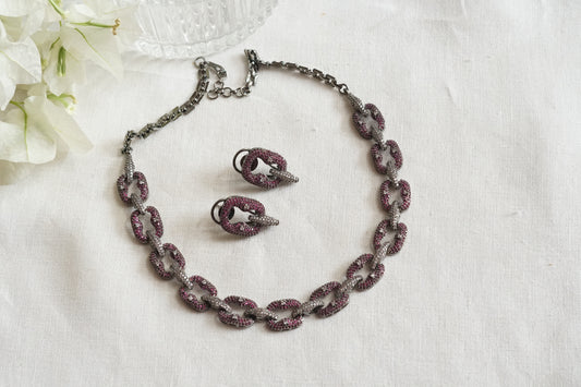 Ruby Stone Ad Necklace Set (4-9306)(B) (from turkey) - JEWELSTYLE