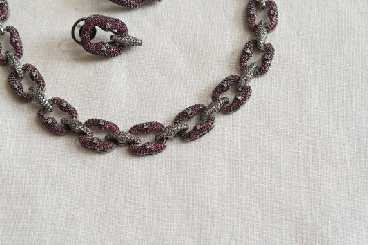 Ruby Stone Ad Necklace Set (4-9306)(B) (from turkey) - JEWELSTYLE