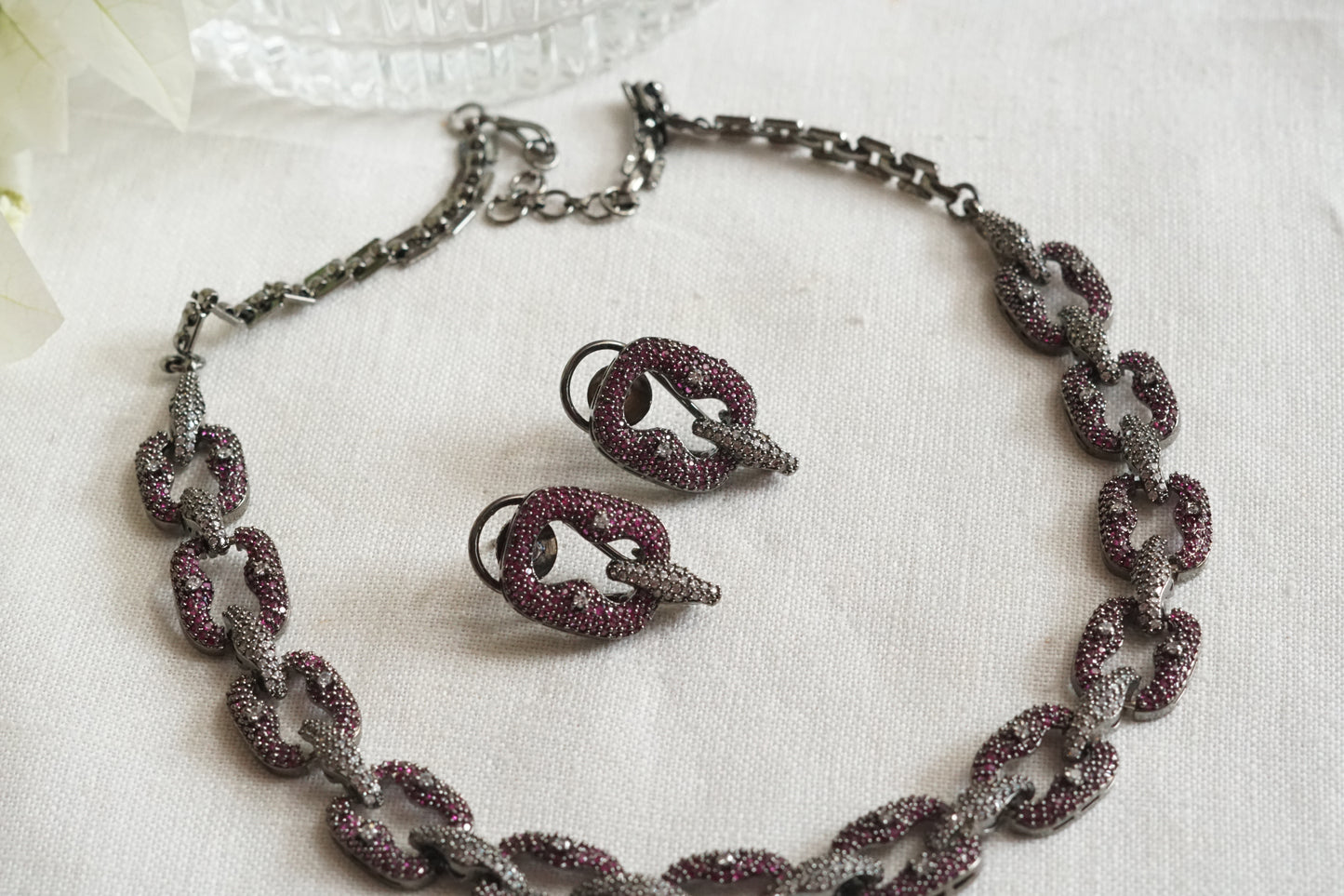 Ruby Stone Ad Necklace Set (4-9306)(B) (from turkey)