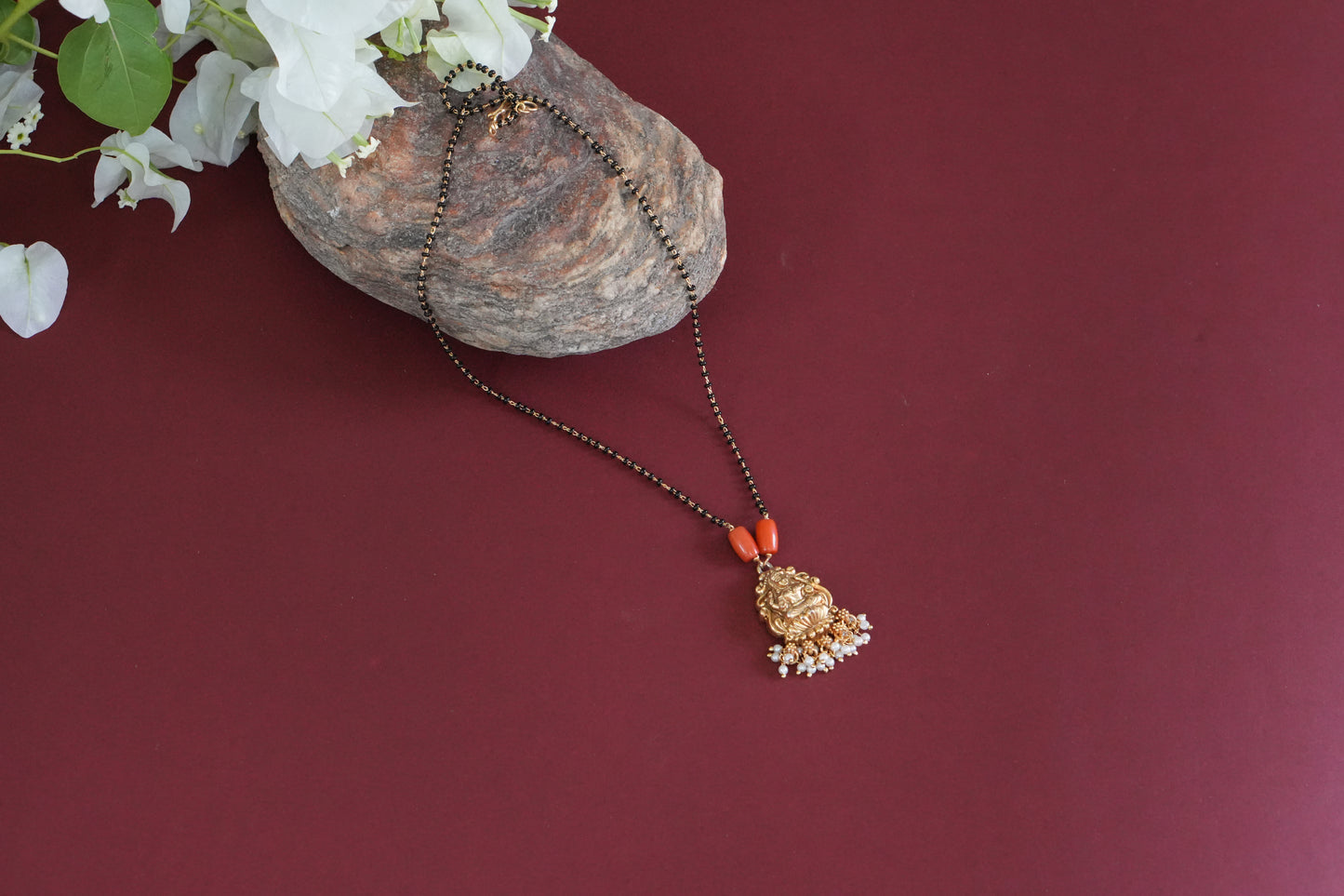 Black Beads coral Pendant (4-9265)(AK)