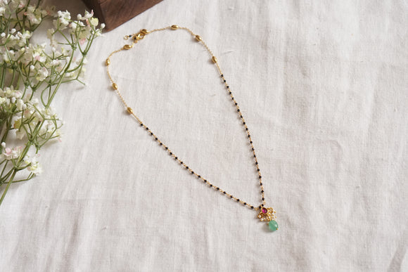 Kundan black beads chain (4-8289)(K)
