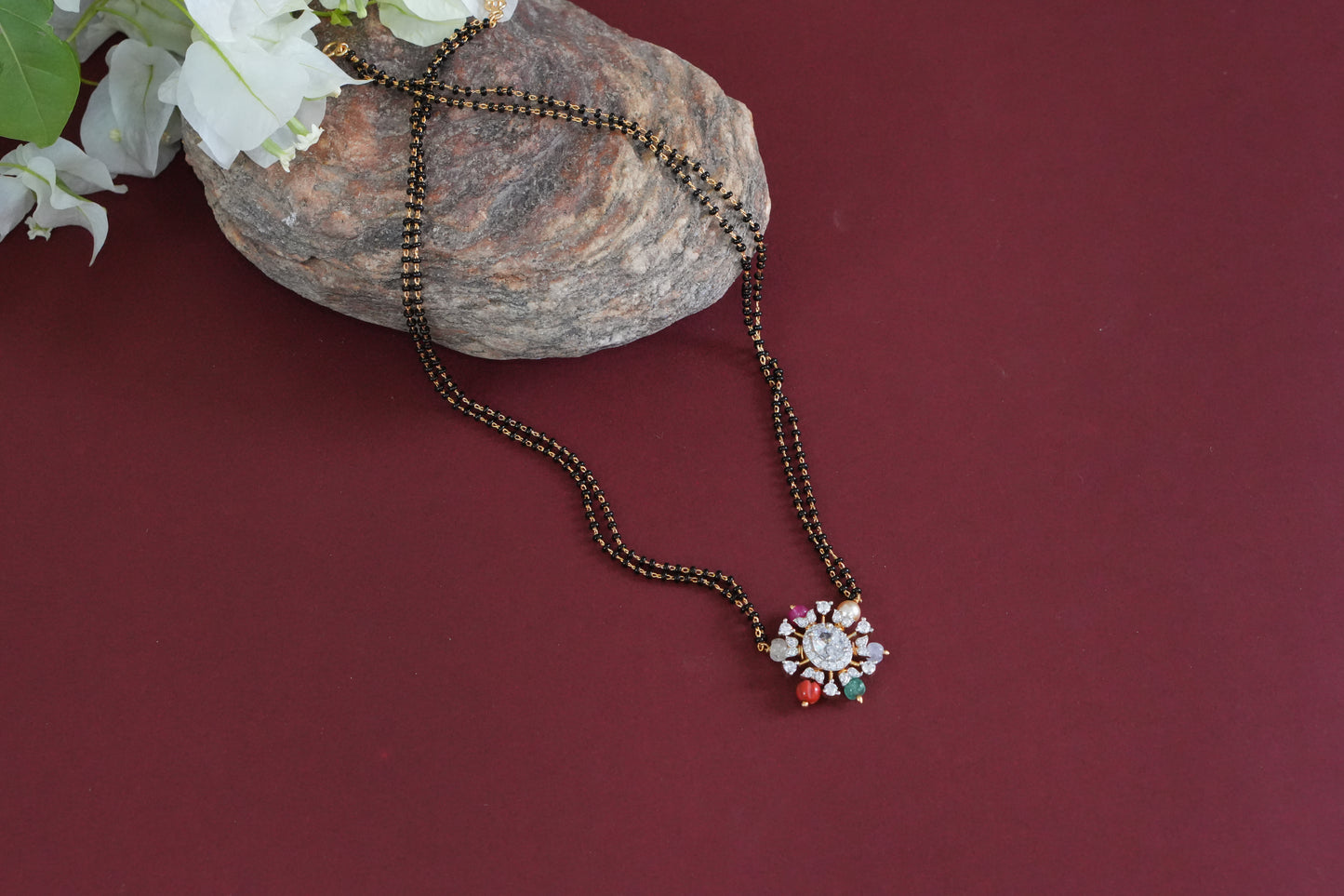 Multi stone Black Beads Pendant (4-9261)(AK)