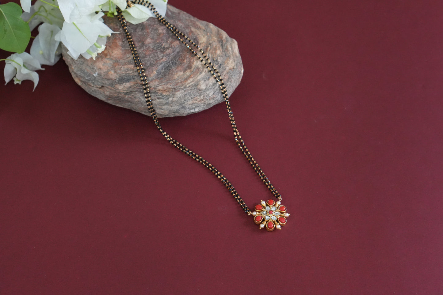 Black Beads coral Pendant (4-9263)(AK)