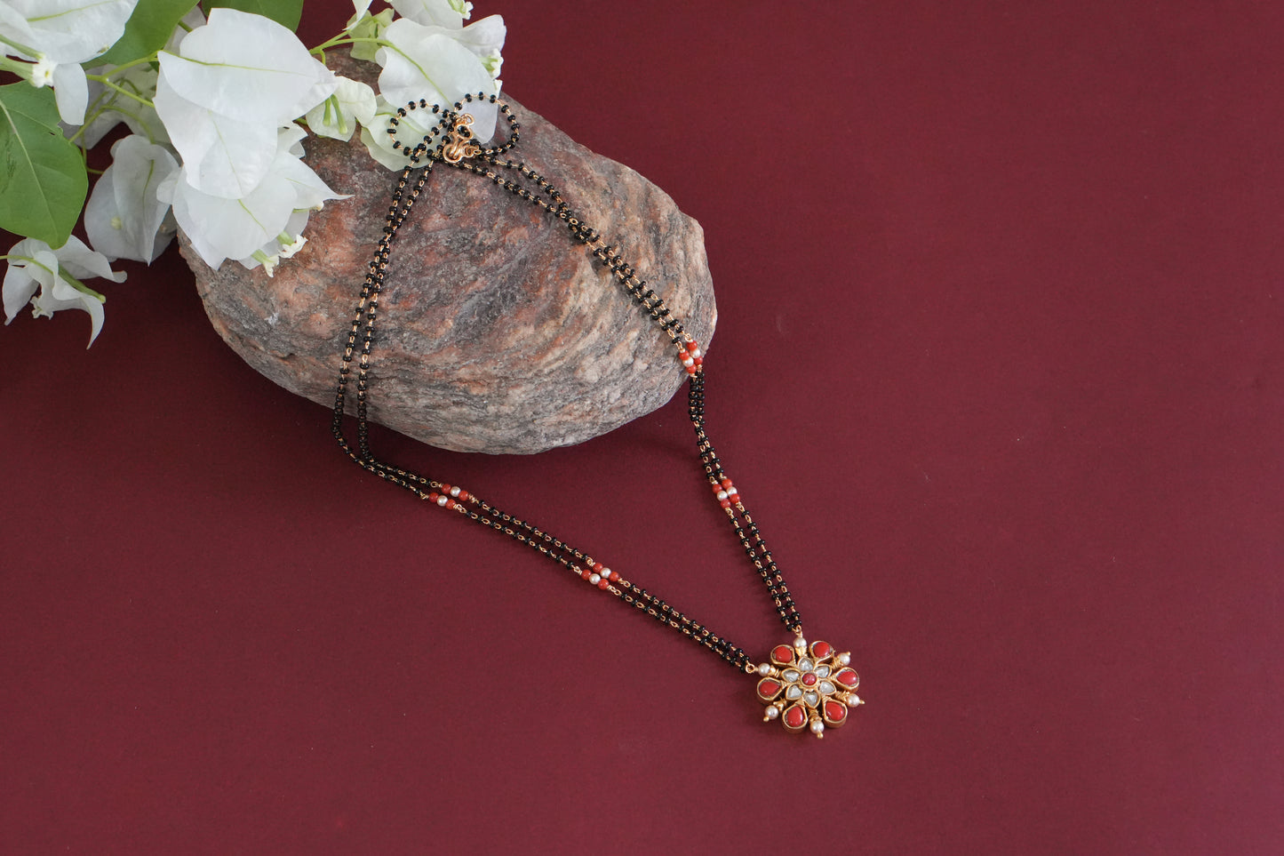 Black Beads coral Pendant (4-9267)(AK)