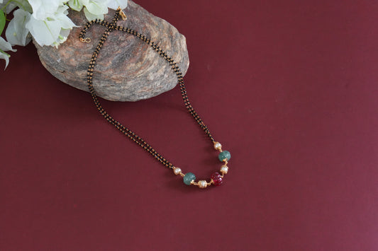 Black Beads Pendant (4-9262)(AK) - JEWELSTYLE