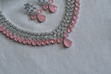 Light Pink Stone Ad Necklace Set (4-9331)(B) (From Turkey)