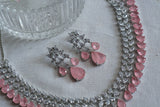 Light Pink Stone Ad Necklace Set (4-9331)(B) (From Turkey)