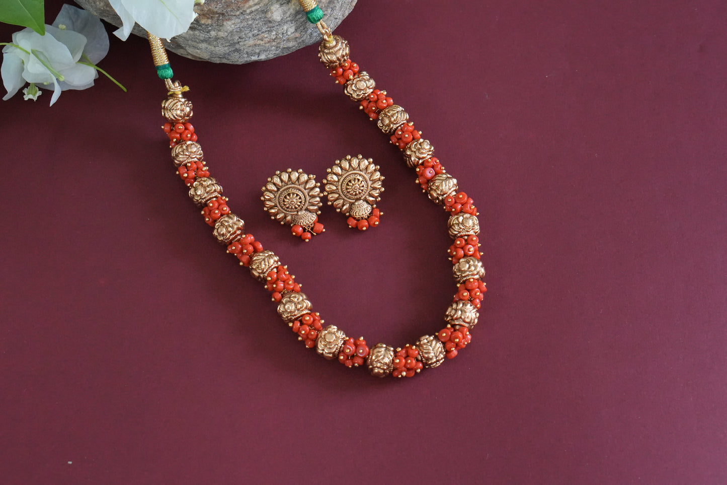 Coral Necklace set (4-9256)(AK)