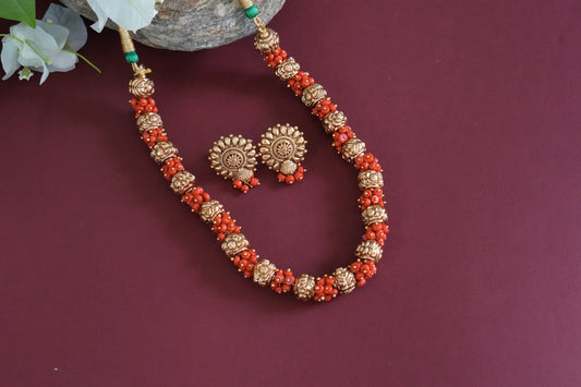 Coral Necklace set (4-9256)(AK) - JEWELSTYLE