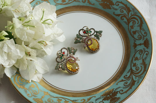 Yellow stone Ad Earrings (1-5322)(B)