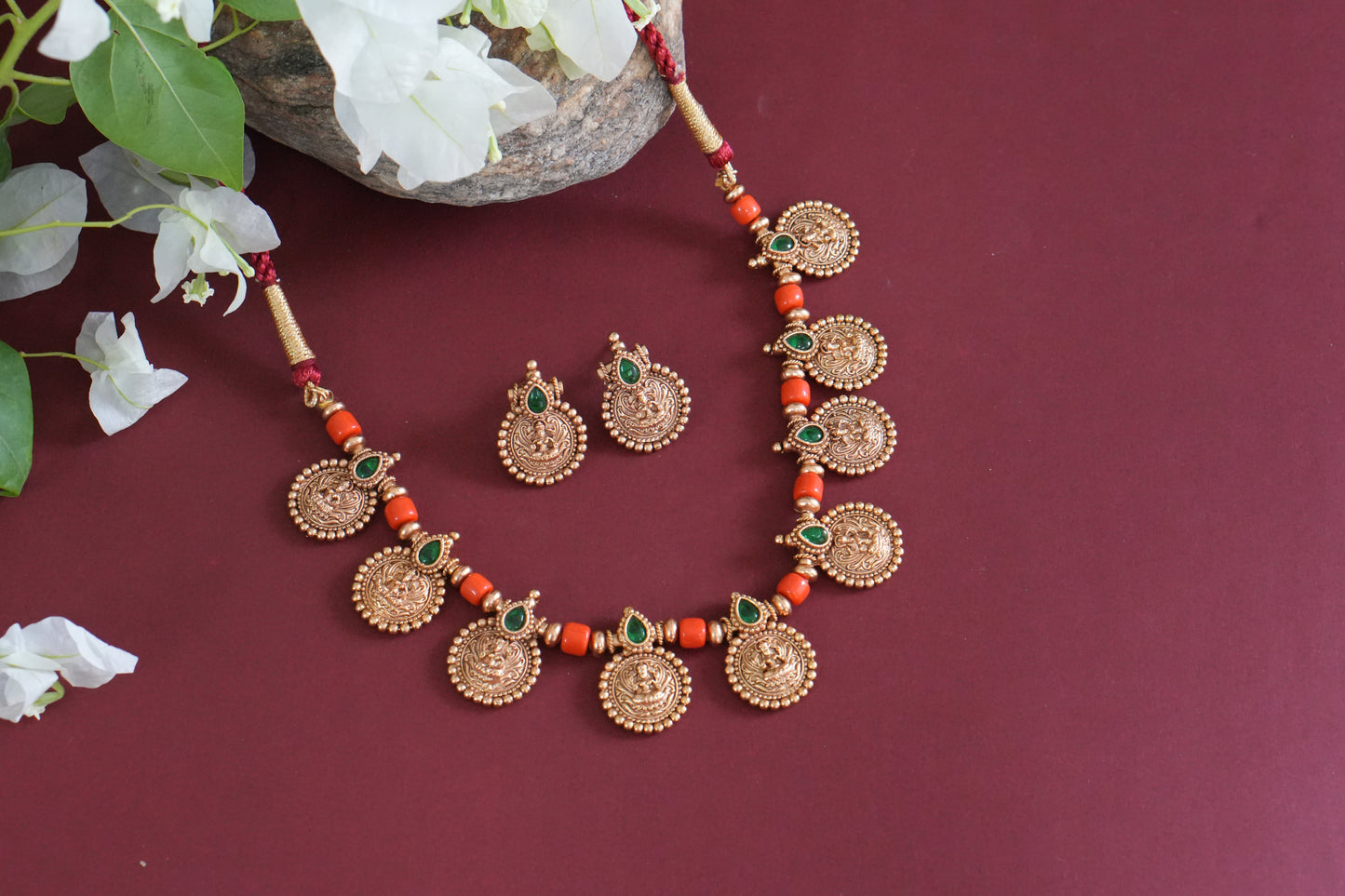 Coral Necklace set (4-9257)(AK)