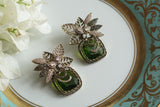 Green stone Ad Earrings (1-5323)(B)