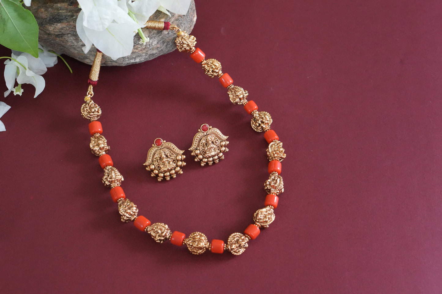 Coral Necklace set (4-9255)(AK)