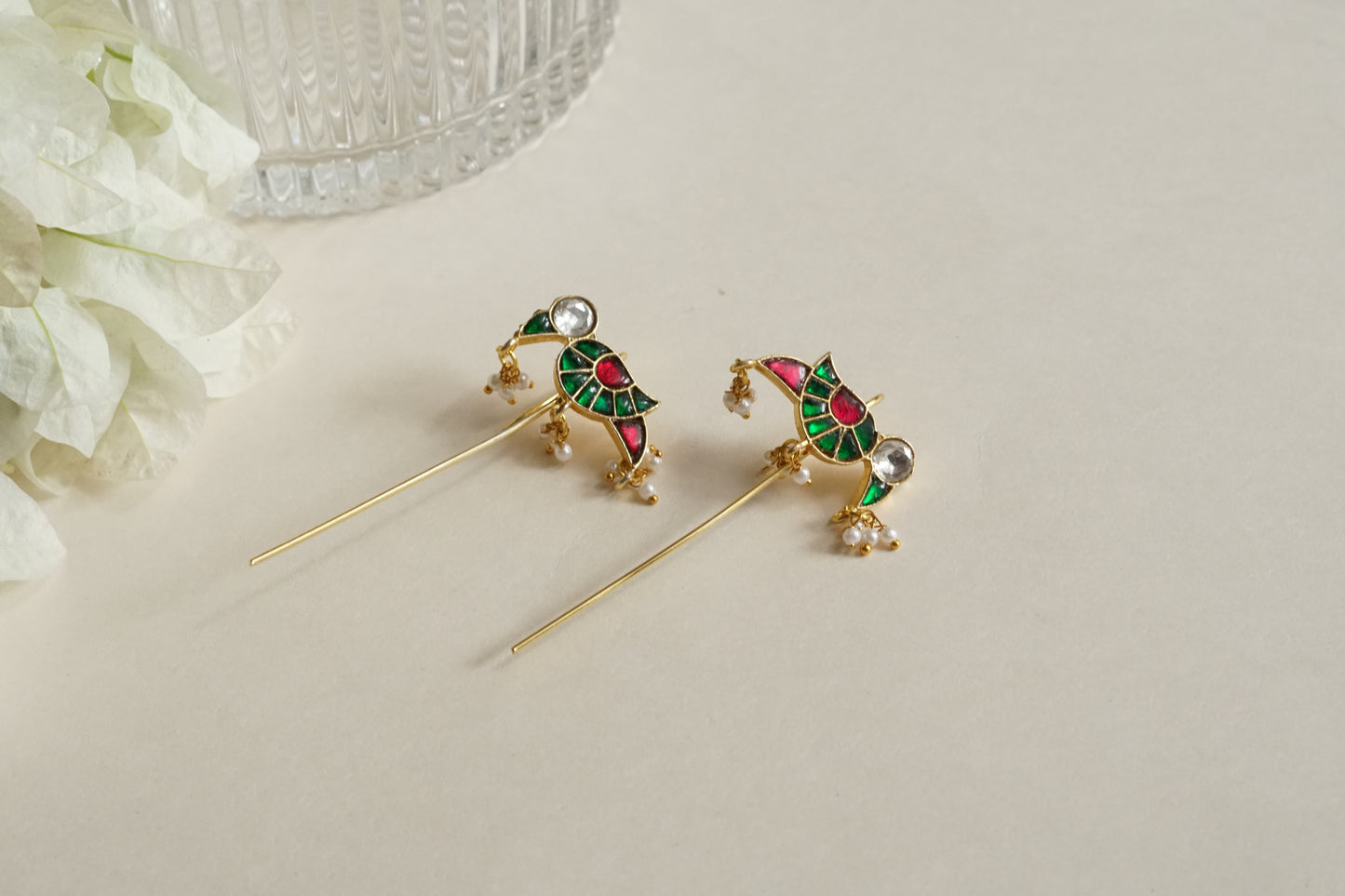 Bird Kundan Earcuff Earrings (1-5328)(B)