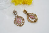 Pink stone  Kundan Earrings (1-3981)(K)