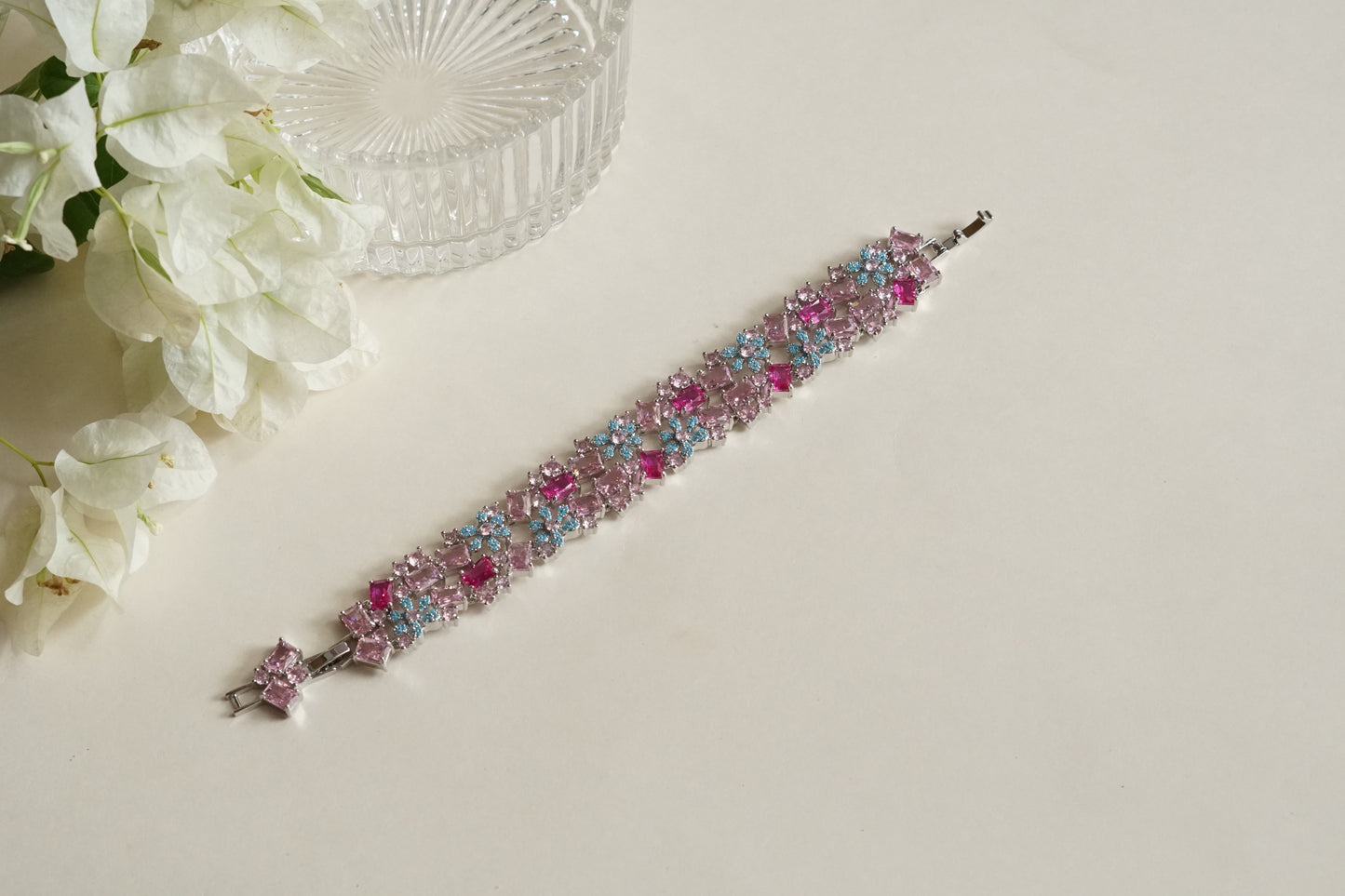 Pink & Turquoise Stone Ad Bracelet (3-491)(B)(From Turkey)