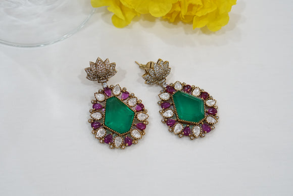 MultiStone  Kundan Earrings (1-3980)(K)