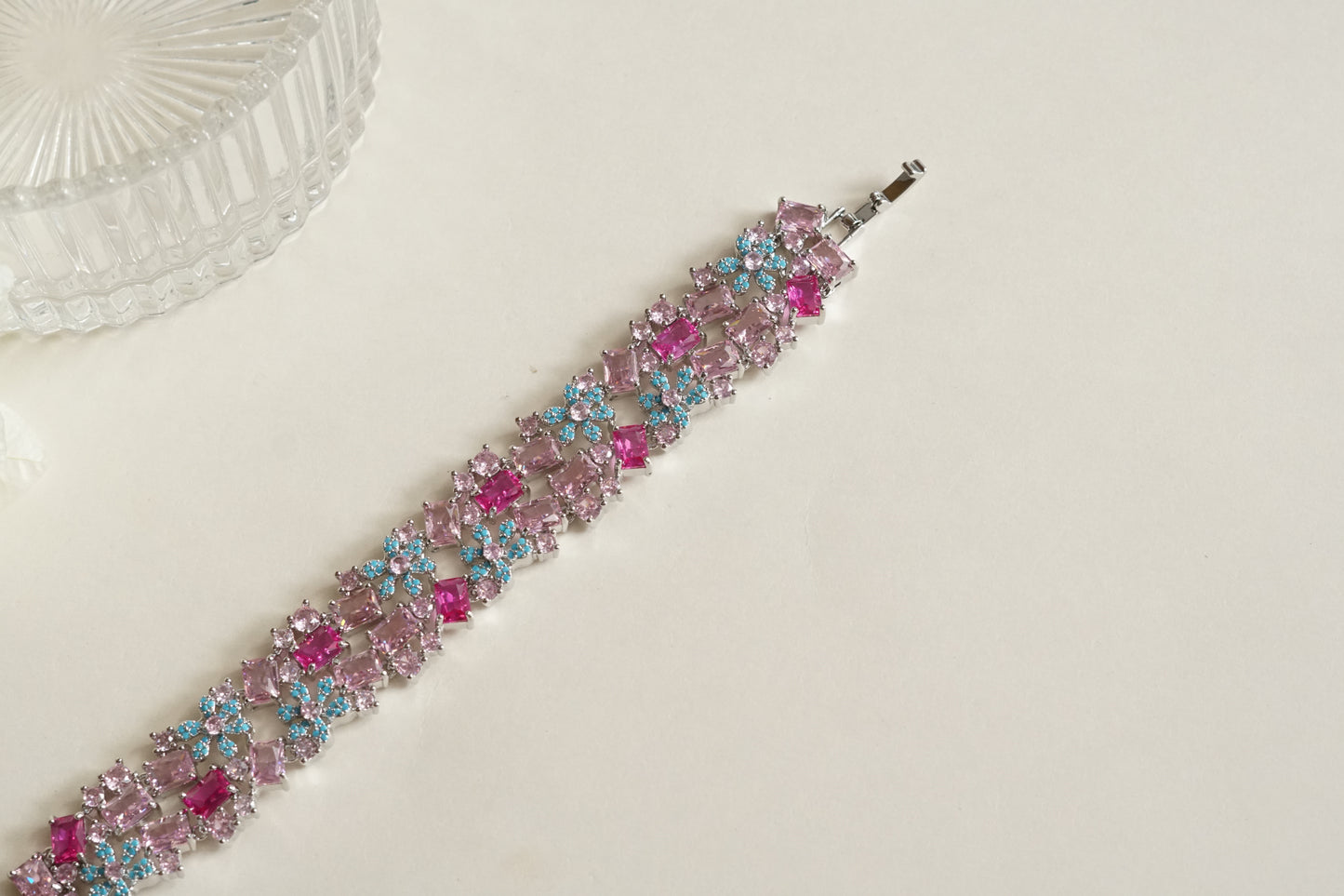 Pink & Turquoise Stone Ad Bracelet (3-491)(B)(From Turkey)