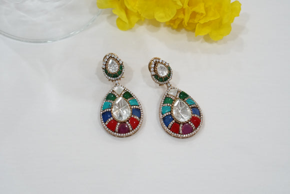 MultiStone  Kundan Earrings (1-3979)(K)