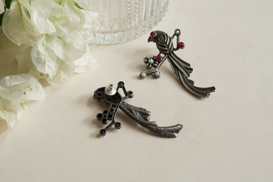 Bird oxidised Earrings (1-5329)