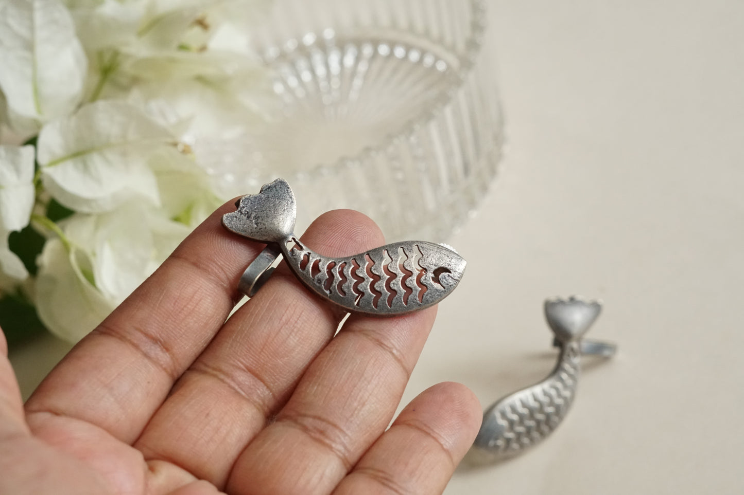 oxidised Fish Earcuff Earrings (1-5330)
