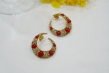 Coral Stone  Kundan Earrings (1-3977)(K)