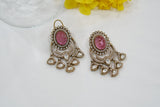 Pink Stone  Kundan Earrings (1-3975)(K)