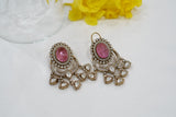 Pink Stone  Kundan Earrings (1-3975)(K)