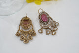 Pink Stone  Kundan Earrings (1-3975)(K)