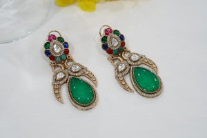 Multistone Kundan Earrings (1-3974)(K)