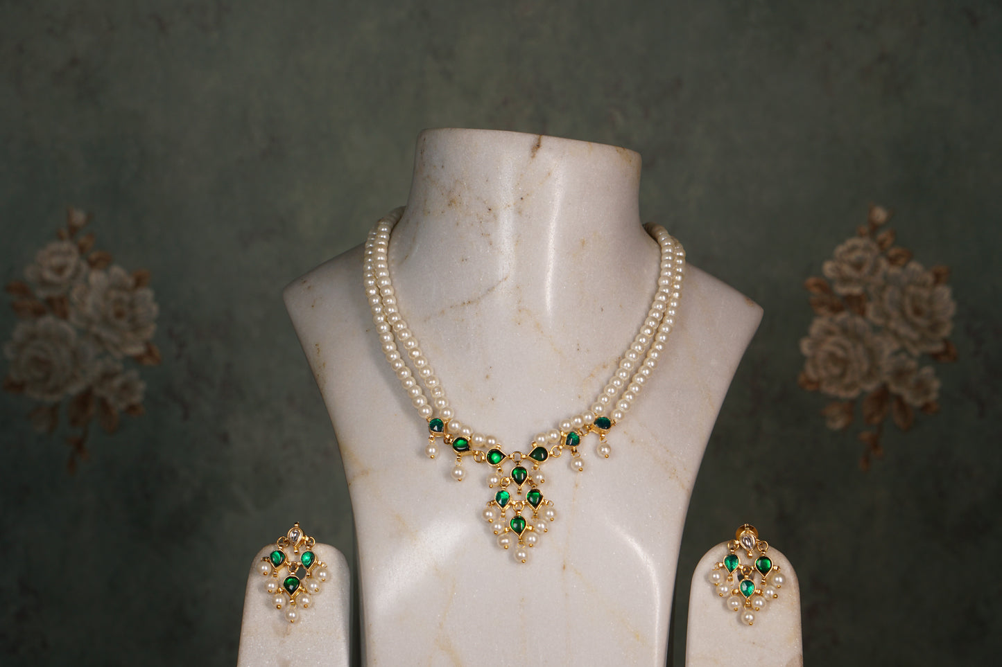 Kundan pearl necklace set (4-8102)