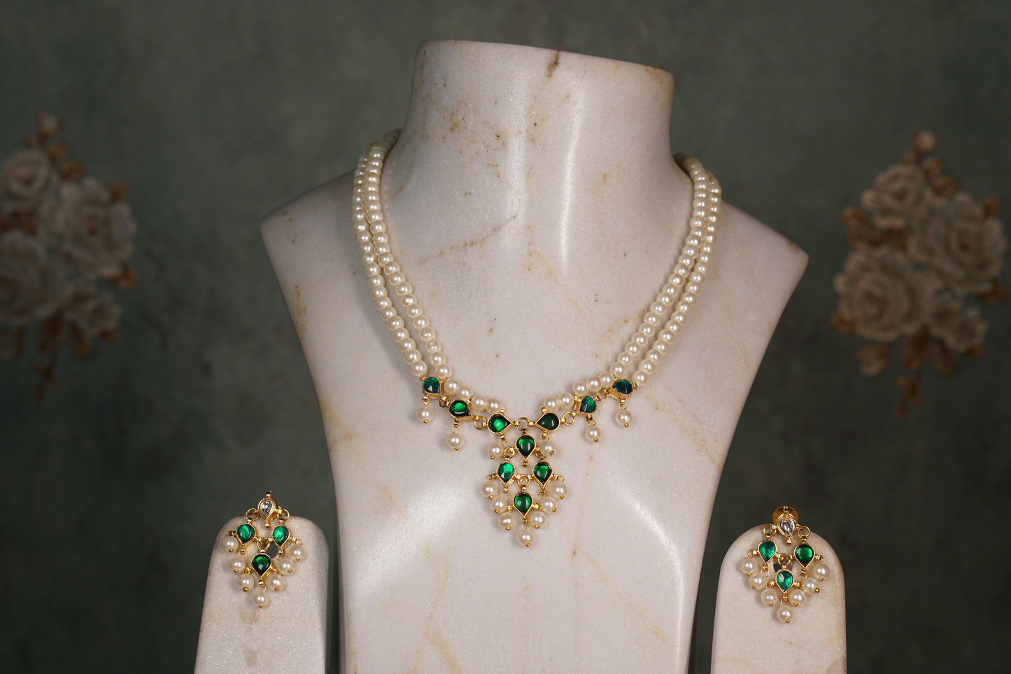 Kundan pearl necklace set (4-8102)
