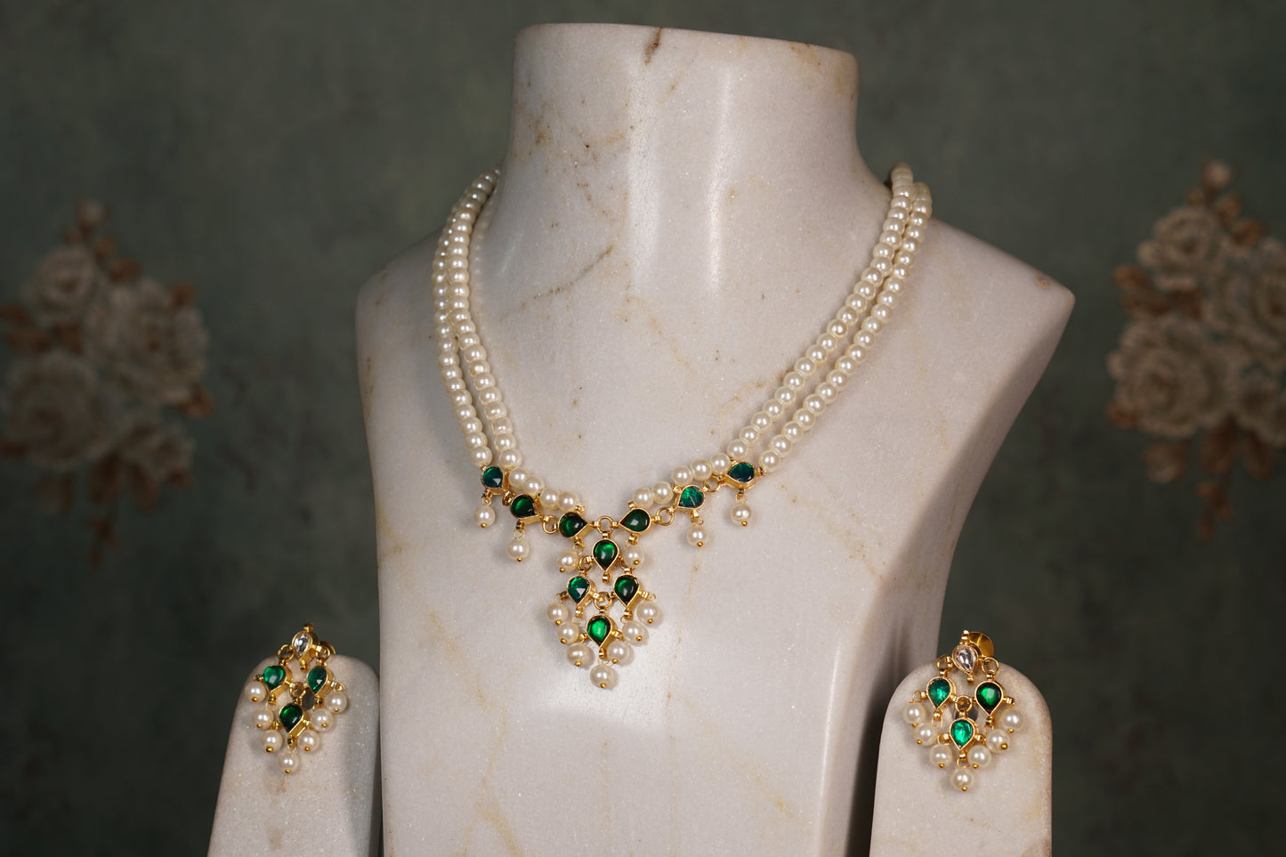 Kundan pearl necklace set (4-8102)