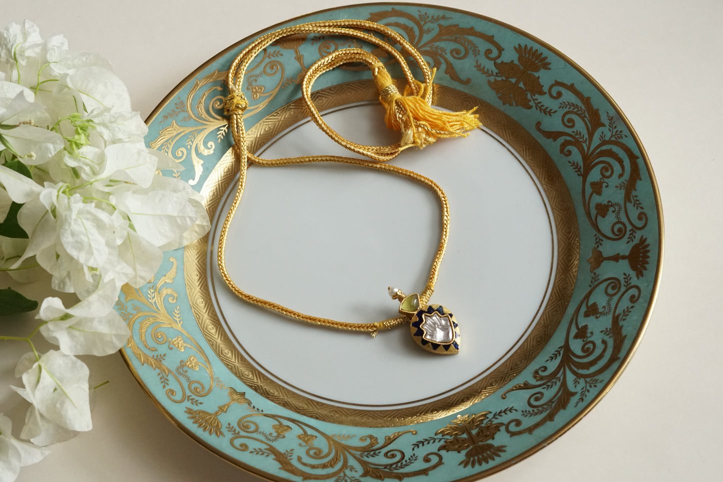 Kundan Meena Pendant Necklace (4-9335)(R)