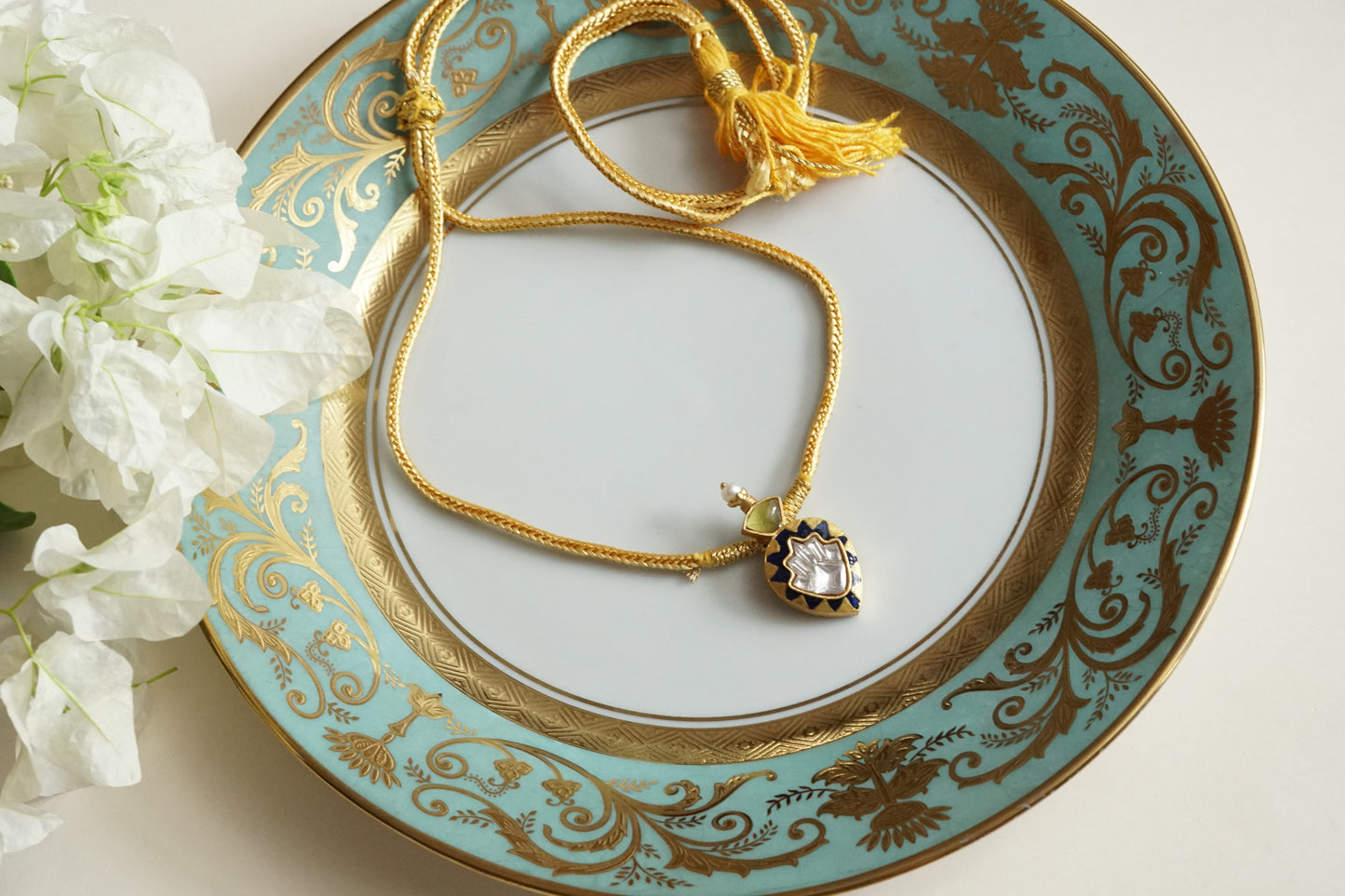 Kundan Meena Pendant Necklace (4-9335)(R)