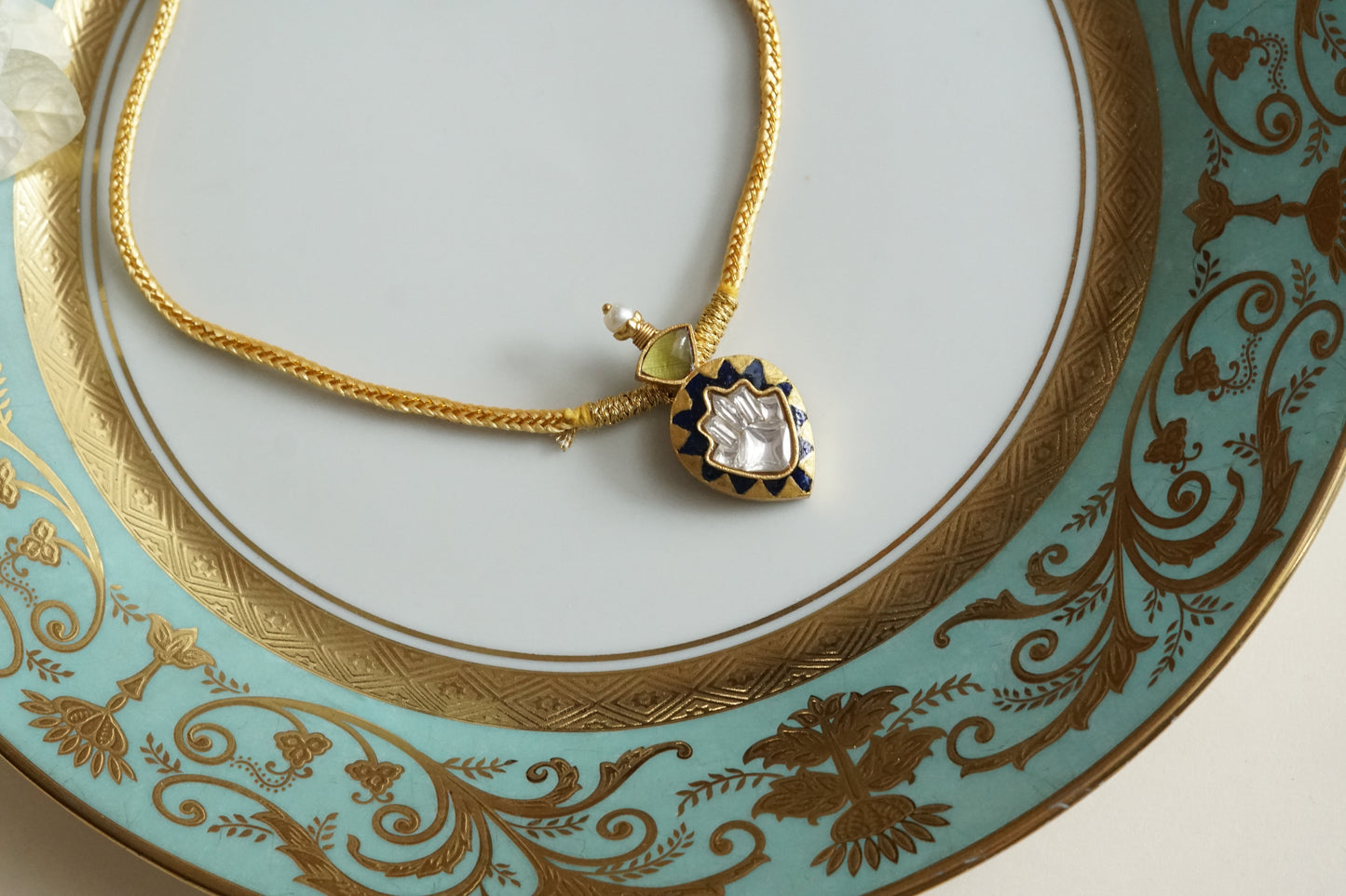 Kundan Meena Pendant Necklace (4-9335)(R)