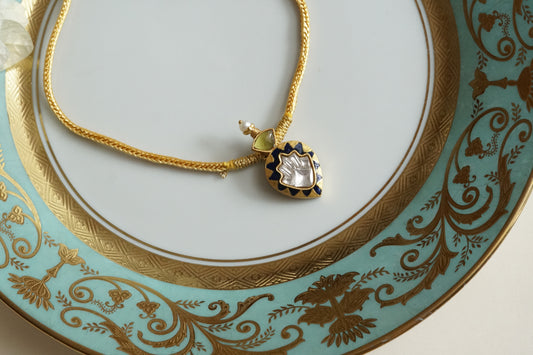 Kundan Meena Pendant Necklace (4-9335)(R)