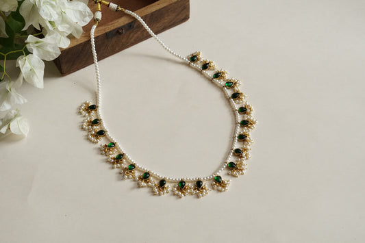Green Stone Kundan Necklace (4-9334)(R)
