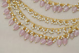 Pink beads Ear Chain (9-87)(N)