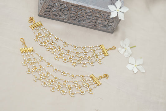 5 line pearl EarChain (9-86)(N)