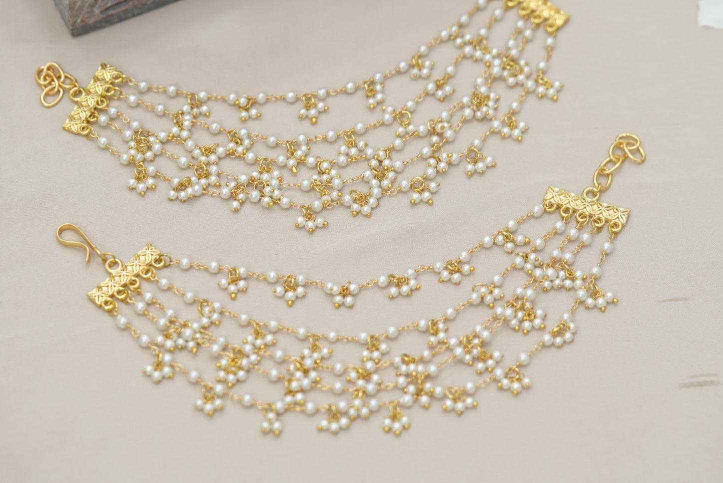 5 line pearl EarChain (9-86)(N)