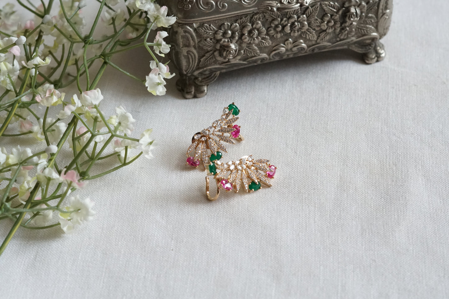 Multi Stone Ad Earcuff Earrings (1-5345)(P)