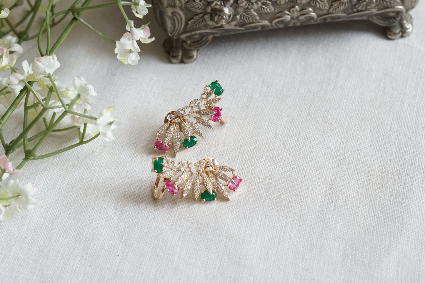 Multi Stone Ad Earcuff Earrings (1-5345)(P)