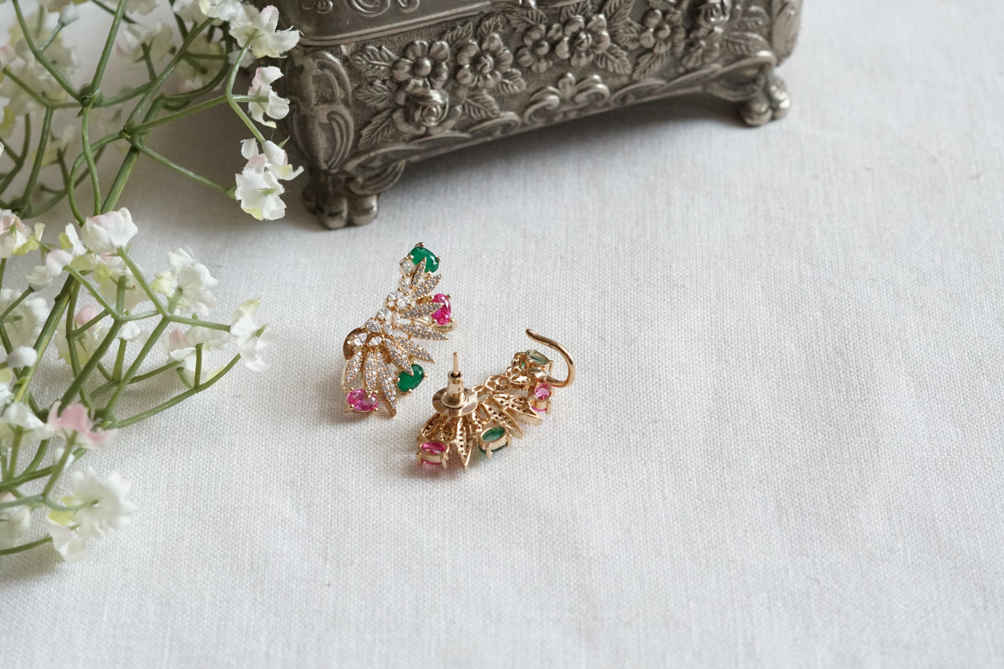 Multi Stone Ad Earcuff Earrings (1-5345)(P)