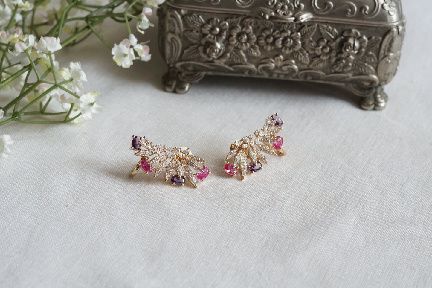 Multi Stone Ad Earcuff Earrings (1-5346)(P)